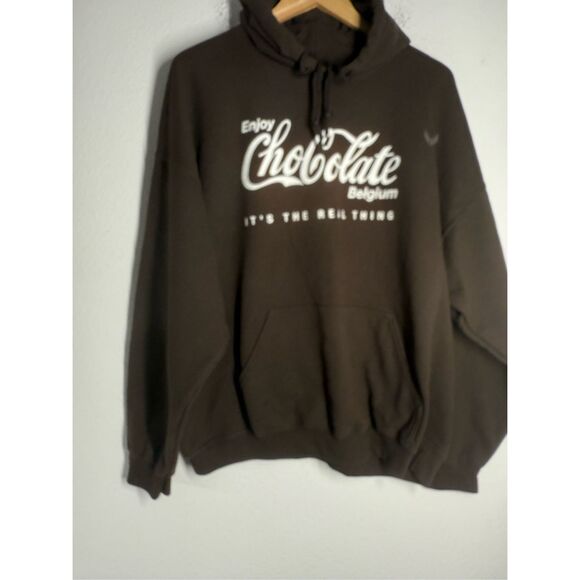 Rare Gildan Heavy Blend Cotton Blend Enjoy Chocolate Belgium Hoodie Size XL - Picture 2 of 9